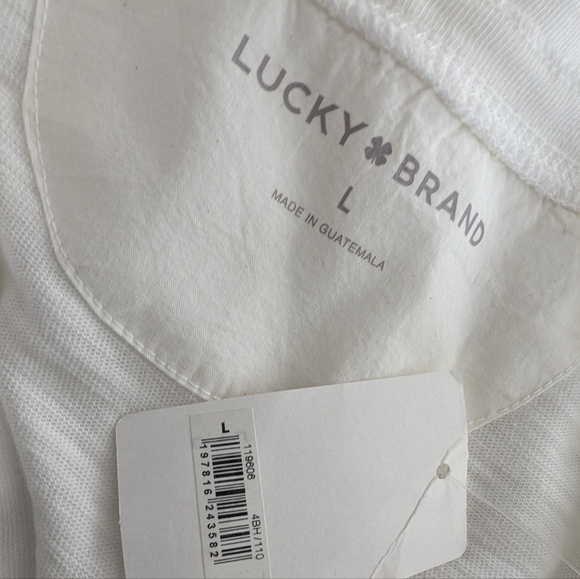 Lucky Brand 100% Cotton Weekend Long Sleeve White Henley Size Large Nwt❤️ - Picture 5 of 7